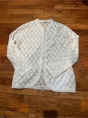 Vintage Vienna Lace Open Front Cardigan Ivory Fits A Size Small